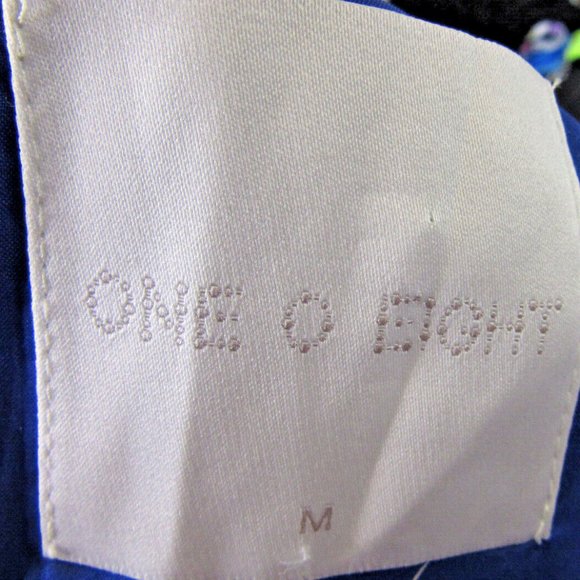 Long Blue Prom Dress Size M Stripes Button Wrap by One O Eight, British Elegant - Picture 8 of 12